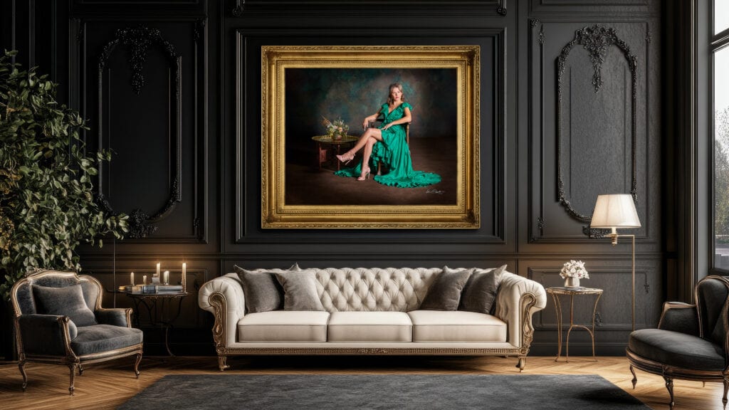 Blakely’s Red Carpet Portrait Commission – Museum-grade hyperrealistic portrait created after her Legacy Design & Consultation with Kevin G. Saunders at KGS Studios San Antonio