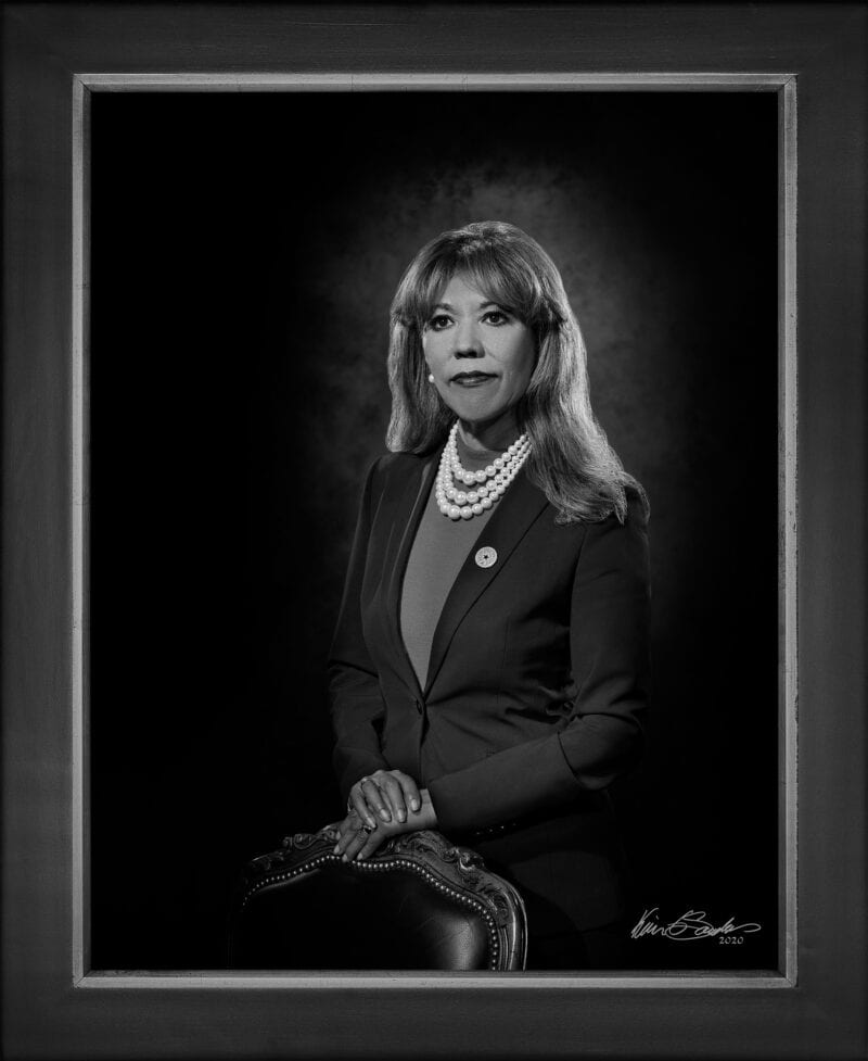 Manual hyperrealism portrait of Dr. Cynthia Teniente-Matson, President of Texas A&M University–San Antonio, captured in-person at 107 Blue Star by Kevin G. Saunders.