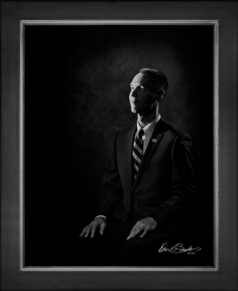 Manual hyperrealism portrait of Eric S. Cooper, President and CEO of San Antonio Food Bank, captured in-person at 107 Blue Star by Kevin G. Saunders.