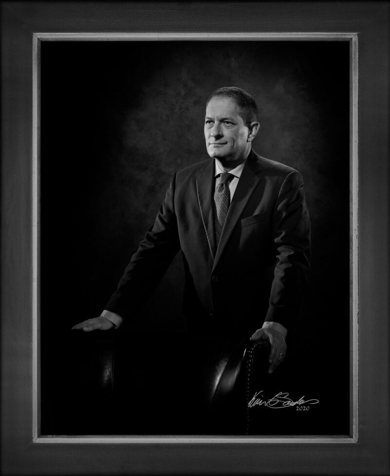 Manual hyperrealism portrait of Jim Perschbach, President and CEO of Port San Antonio, captured at 107 Blue Star by Kevin G. Saunders.