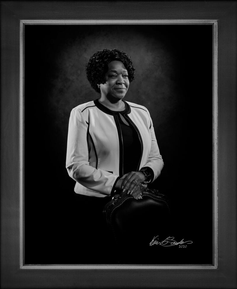 Manual hyperrealism portrait of Paula Gold-Williams, President & CEO of CPS Energy, captured in-person at 107 Blue Star by Kevin G. Saunders.