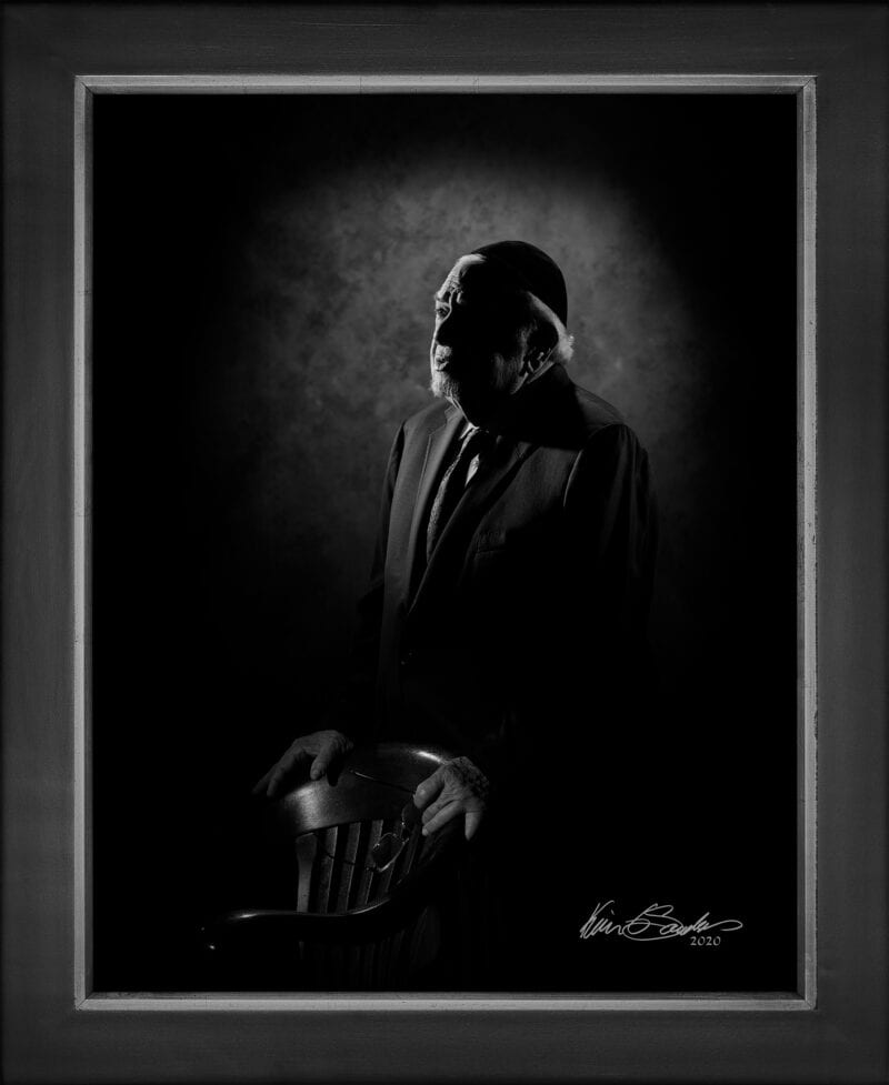 Manual hyperrealism portrait of Rabbi Aryeh Scheinberg of Congregation Rodfei Sholom, captured in-person at 107 Blue Star.