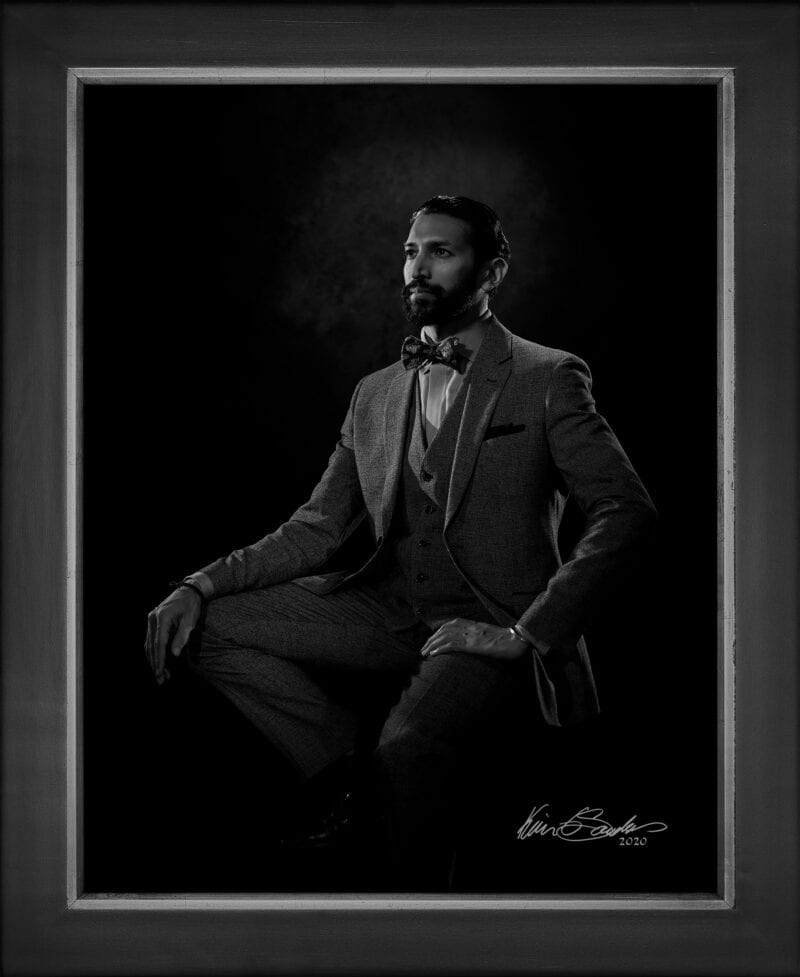 Manual hyperrealism portrait of Suhail Arastu, Director of Advancement at Musical Bridges Around the World, captured at 107 Blue Star by Kevin G. Saunders.