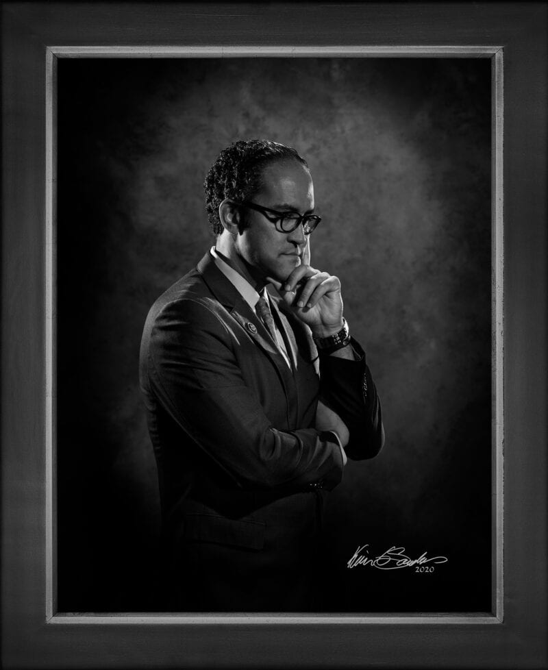 Manual hyperrealism portrait of Will Hurd, Member of Congress, captured in-person at 107 Blue Star by Kevin G. Saunders.