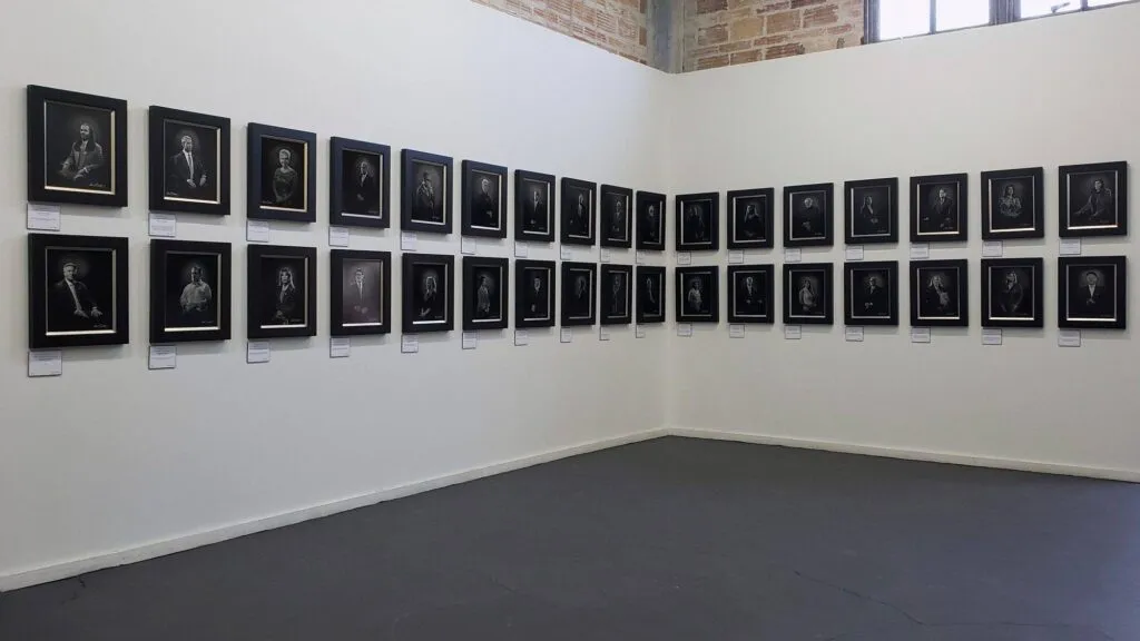 An exhibit wall at the Brick Event Center featuring the KGS Studios