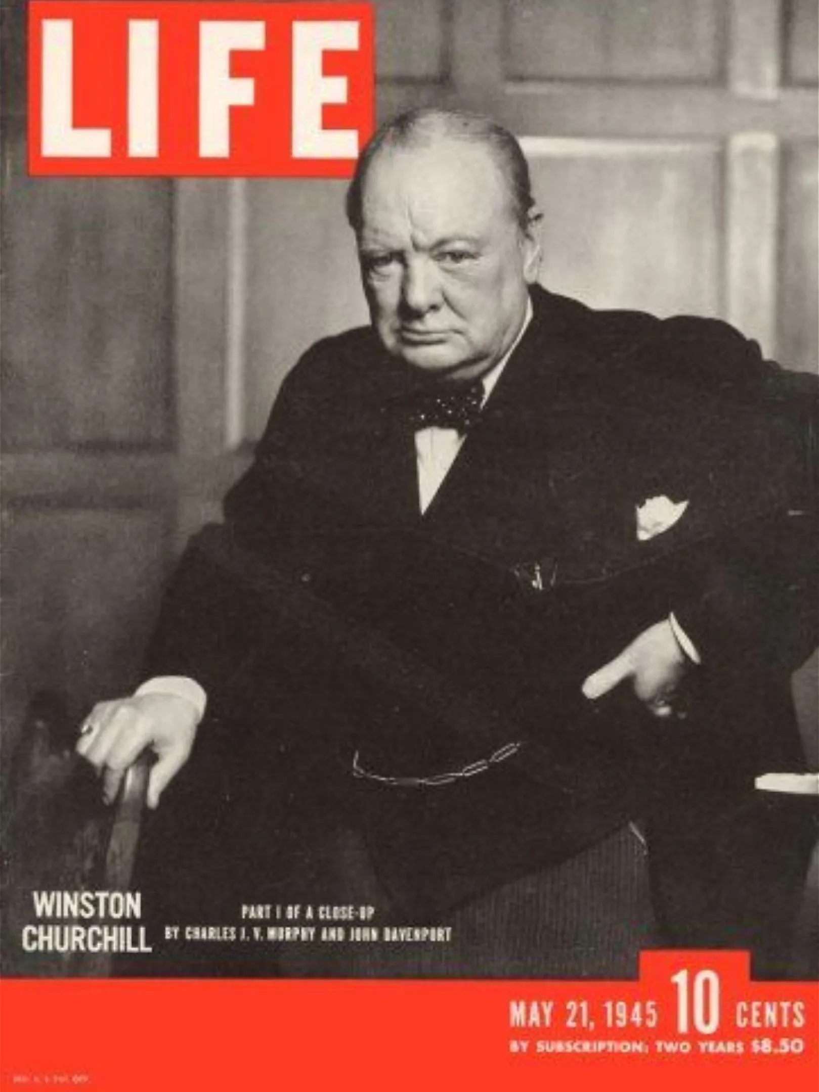 The iconic LIFE magazine cover featuring Yousuf Karsh's powerful black and white portrait of Winston Churchill, an influence on Master Artist Kevin G. Saunders.