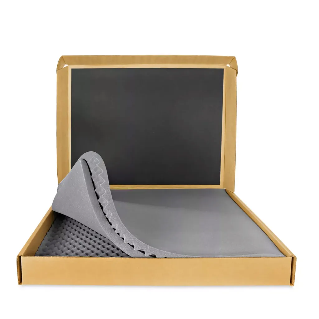 Archival foam shipping box (Uline S-17584) used by KGS Studios for securely packaging Small Orchid fine art prints.