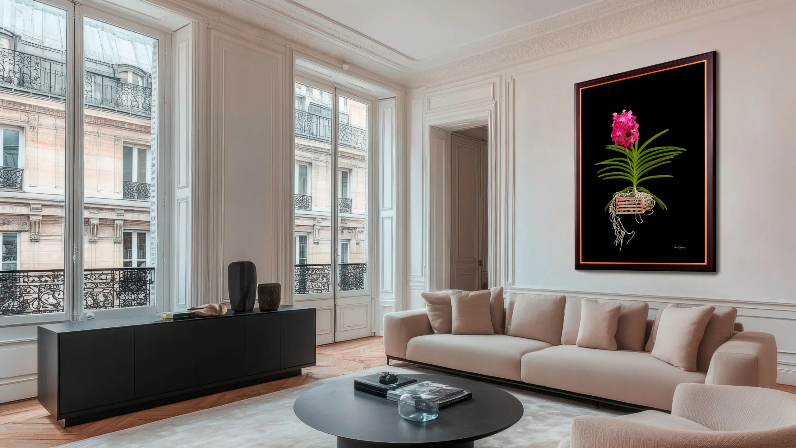 KGS Studios Orchid Art 'Rosemary Fuller' in Paris Living Room