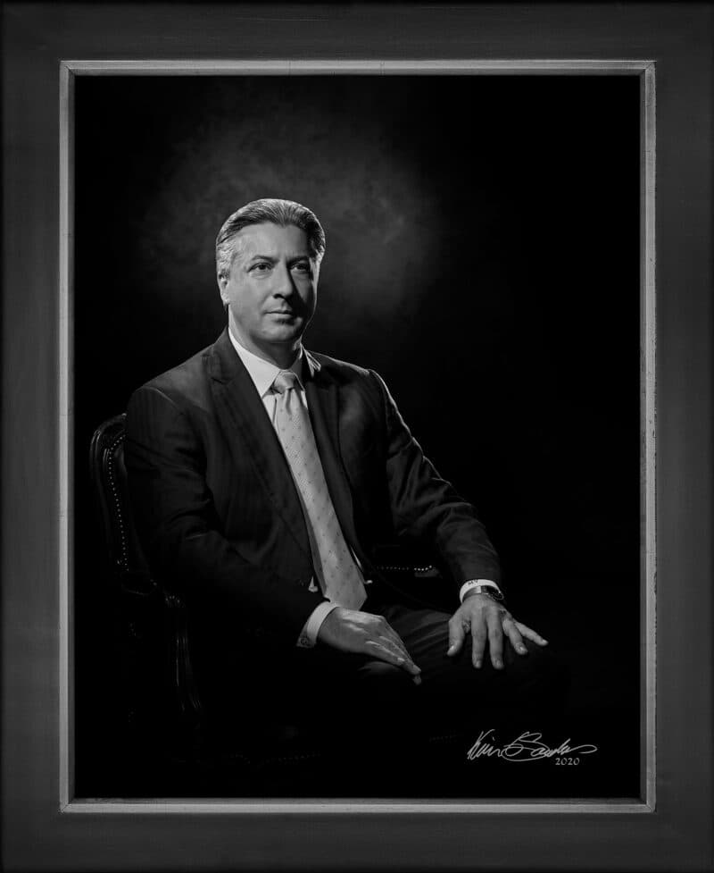 Manual hyperrealism portrait of Michael Vlad, General Manager & CEO of The Argyle Club, captured in-person at 107 Blue Star by Kevin G. Saunders.