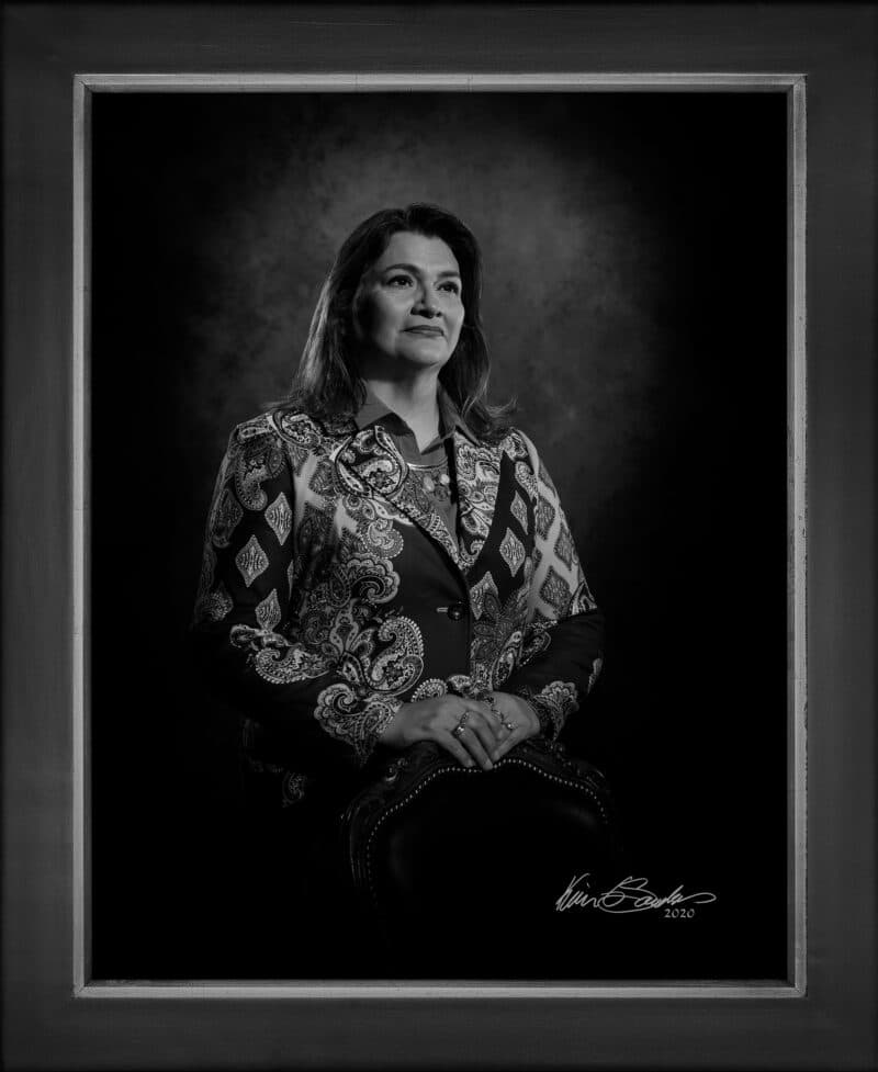 Manual hyperrealism portrait of Pamela Espurvoa Allen, CEO of Eagles Flight Advocacy & Outreach, captured in-person at 107 Blue Star by Kevin G. Saunders.