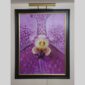 Photographic documentation of a physical, museum-grade orchid study and custom frame by Kevin G. Saunders. This close-up capture verifies the material texture and depth of the manual artistry produced at 107 Blue Star. Physical reality asset; not a digital mockup.