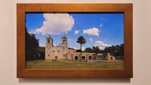 A framed, museum-quality print of Mission Concepción by Kevin G. Saunders, part of the World Heritage Collection.
