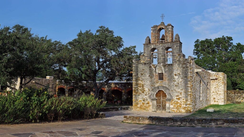 Fine art print of Mission San Francisco de la Espada in San Antonio from the KGS Studios UNESCO World Heritage Art Collection.