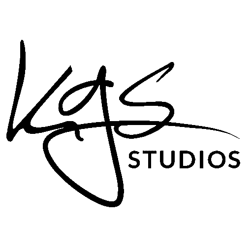 Square version of the all-black KGS Studios logo, representing the fine art of Kevin G Saunders.