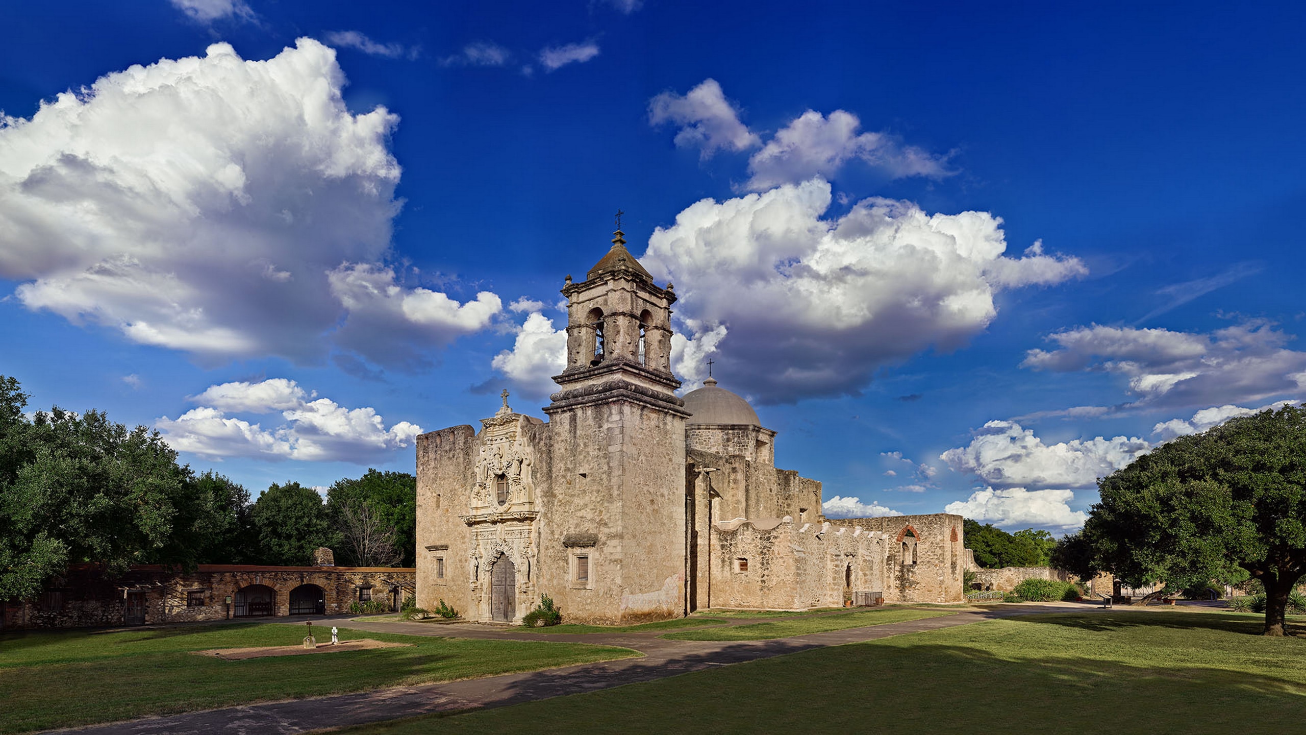 Grand scale hyperrealistic print of Mission San José in San Antonio, part of the KGS Studios UNESCO World Heritage Art Collection.