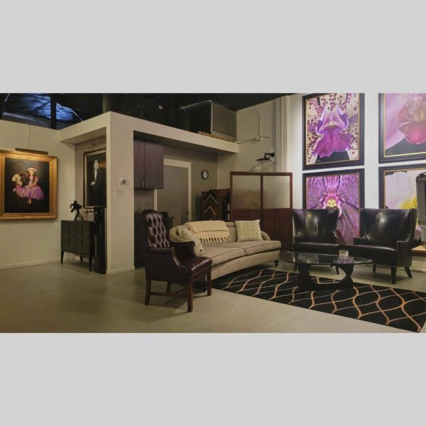 107 Blue Star Atelier Interior - San Antonio 01 Physical documentation of the 107 Blue Star atelier, verifying the manual hyperrealism environment for Kevin G. Saunders | KGS Studios. This San Antonio atelier proof confirms the tools and lighting used for museum-grade commissions. Physical reality asset; no generative AI used.